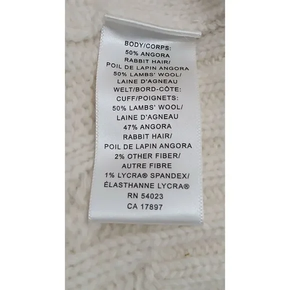 Banana republic womens large soft wool angora cable knit sweater cream ivory - Picture 7 of 7